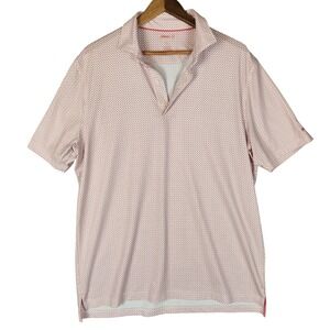 Johnnie-O Polo Shirt Size L White Coral Micro Print Golf Performance Stretch